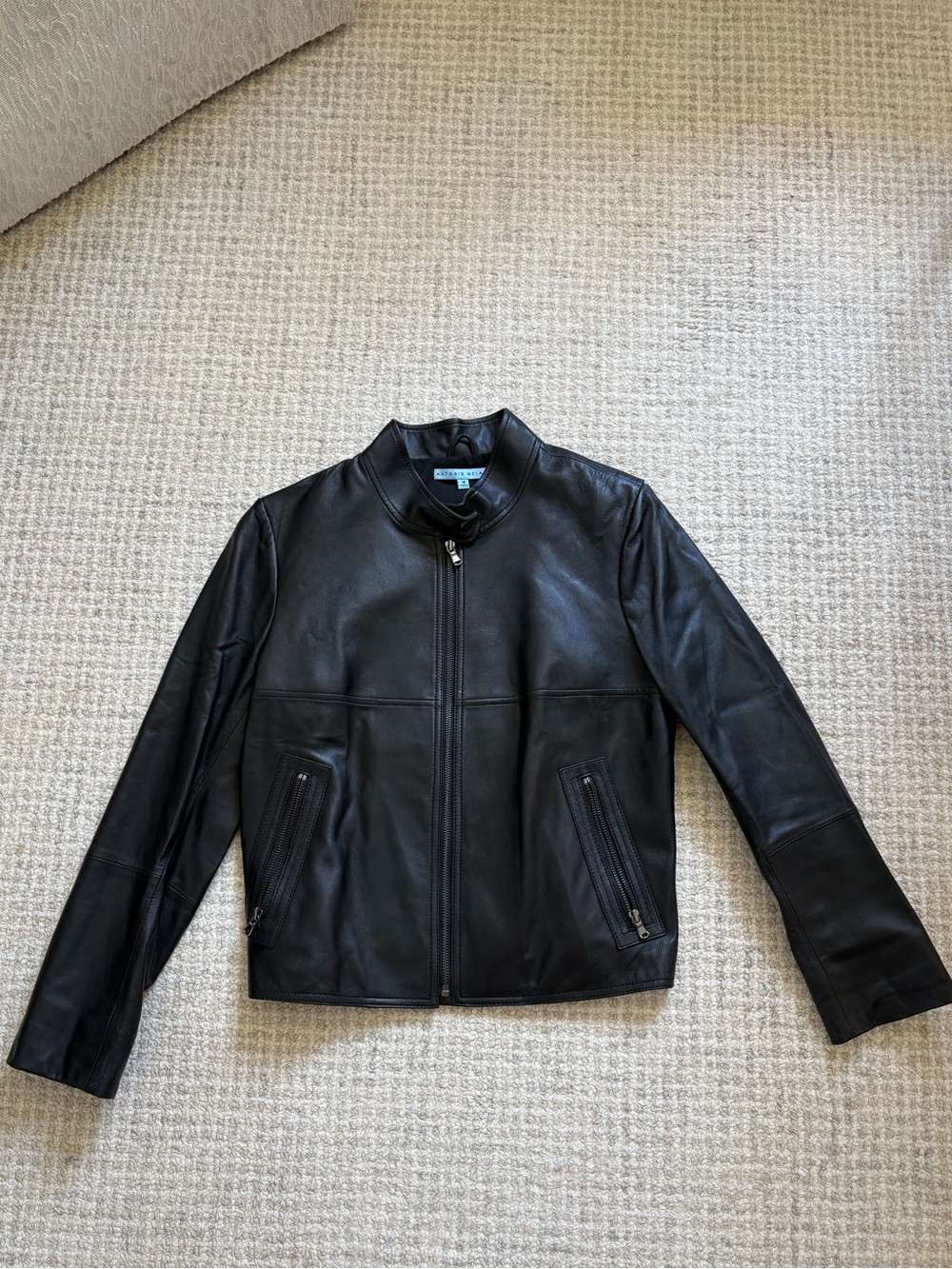 ANTONIO MELANI Black Leather Zip jacket